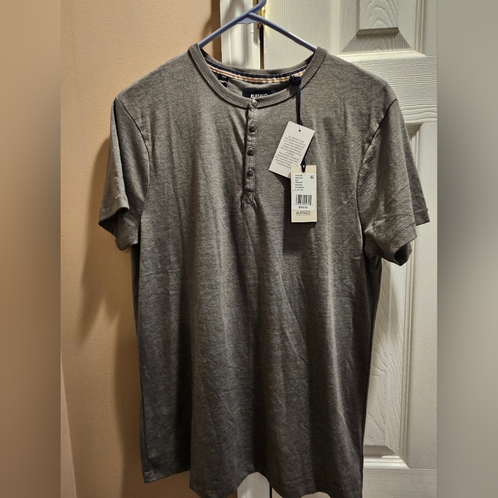 Buffalo David Bitton Charcoal Henley Tee